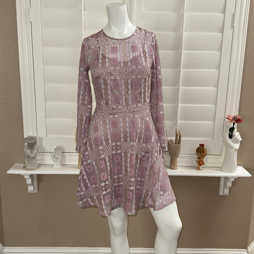 Modcloth Lace Lady Lace Lavender Eyelet Lace Overlay
Fit & Flare Dress